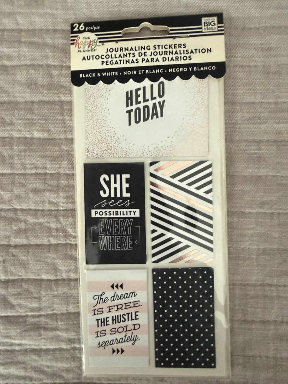 The Happy planner Journaling Planner Sticker Pack - White, Black, Pink, Blue